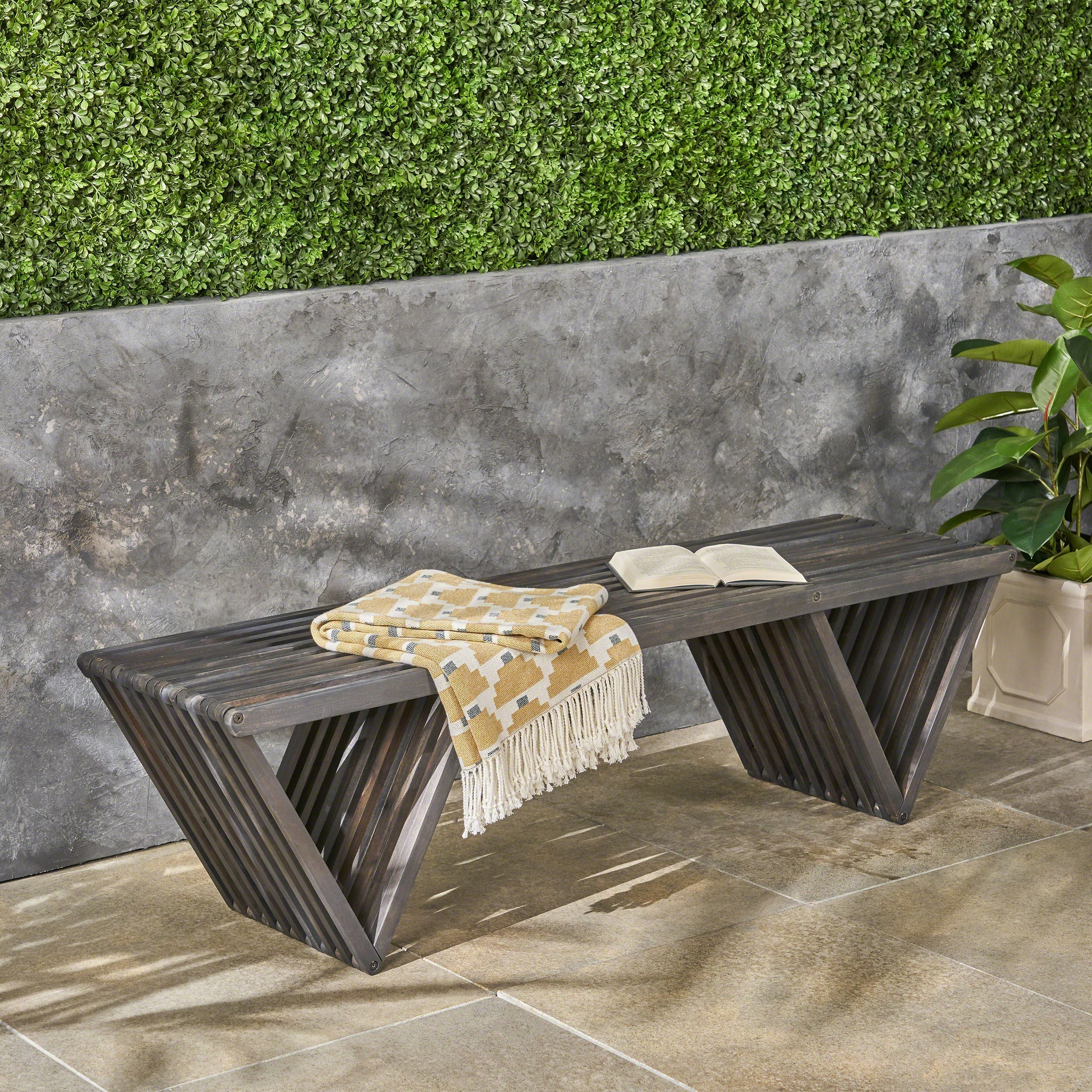 Outdoor Acacia Wood Bench Garden Seating