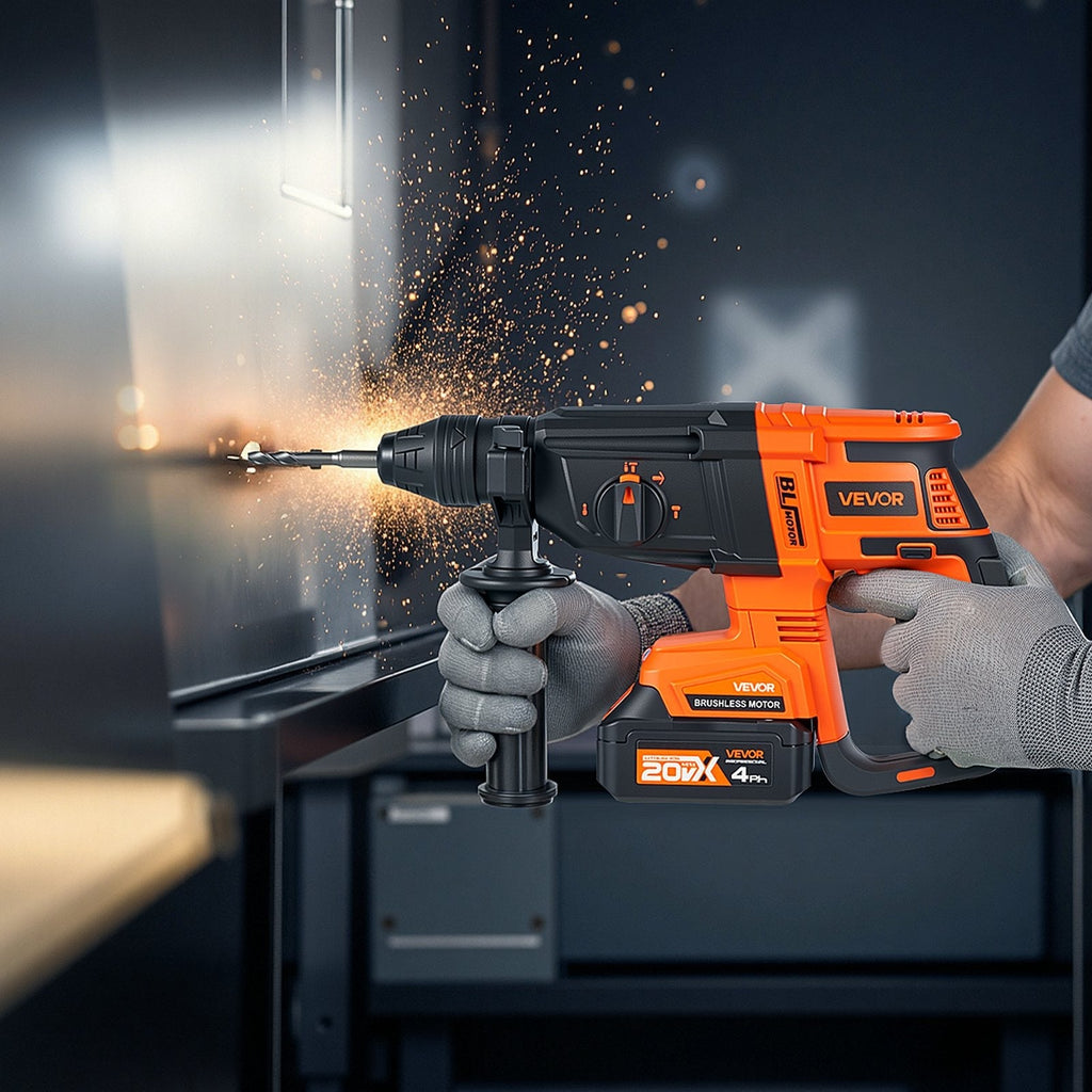 20V SDS-Plus Brushless Cordless Rotary Hammer Drill Kit 1 In 1200RPM 4