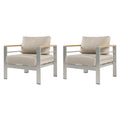 Cora - Outdoor Aluminum Club Chair Set Frame With Cushion Durable And Stylish Seating For Patio - Beige / Natural / Silver