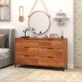 6-Drawer Dresser with Interlock System for Bedroom Living Room-Cherry