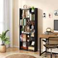 6-Tier Bookshelf Wooden Bookcase with 2 Anti-Tipping Kits Open Display Shelf-Black