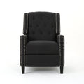 Classic Dark Grey Fabric Push Back Chair with Riveted Armrests