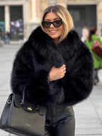 Winter Plush Coat Fashion Warm Thicken Fluffy Lapel Jacket Outwear