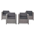 Outdoor Club Chair Set of 4 with Water Resistant Cushions