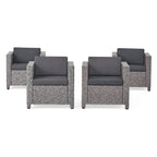 Outdoor Club Chair Set of 4 with Water Resistant Cushions