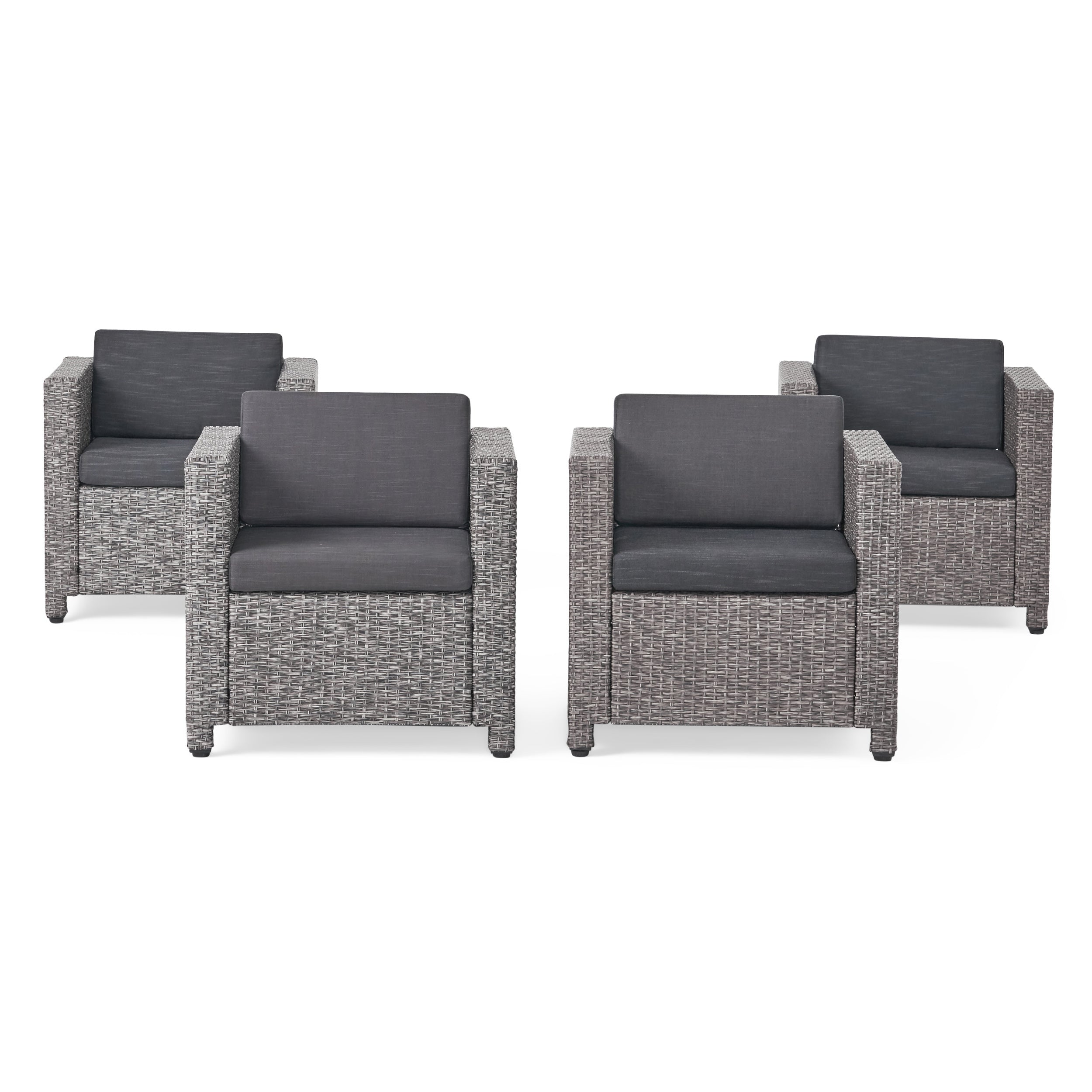 Outdoor Club Chair Set of 4 with Water Resistant Cushions