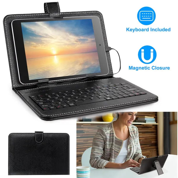 7.9in Protective Keyboard Case W/ Keyboard PU Leather Back Stand