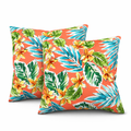 2 Pack Outdoor Throw Pillows, Waterproof & Fade-Resistant Patio Cushions (18x18 Inch, Bright Coral Pink)