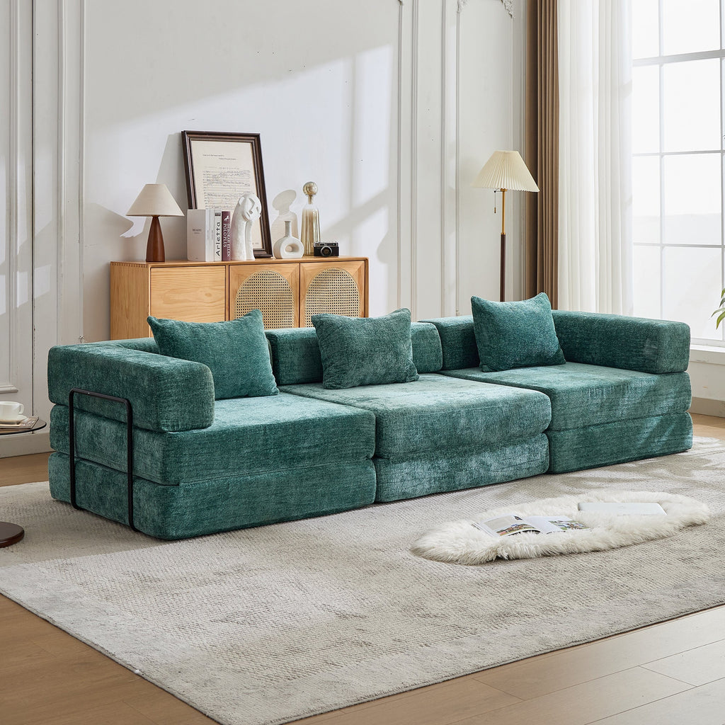 Compression Sofa,Convertible Floor Sofa Bed With Fixed-Shape Frame,