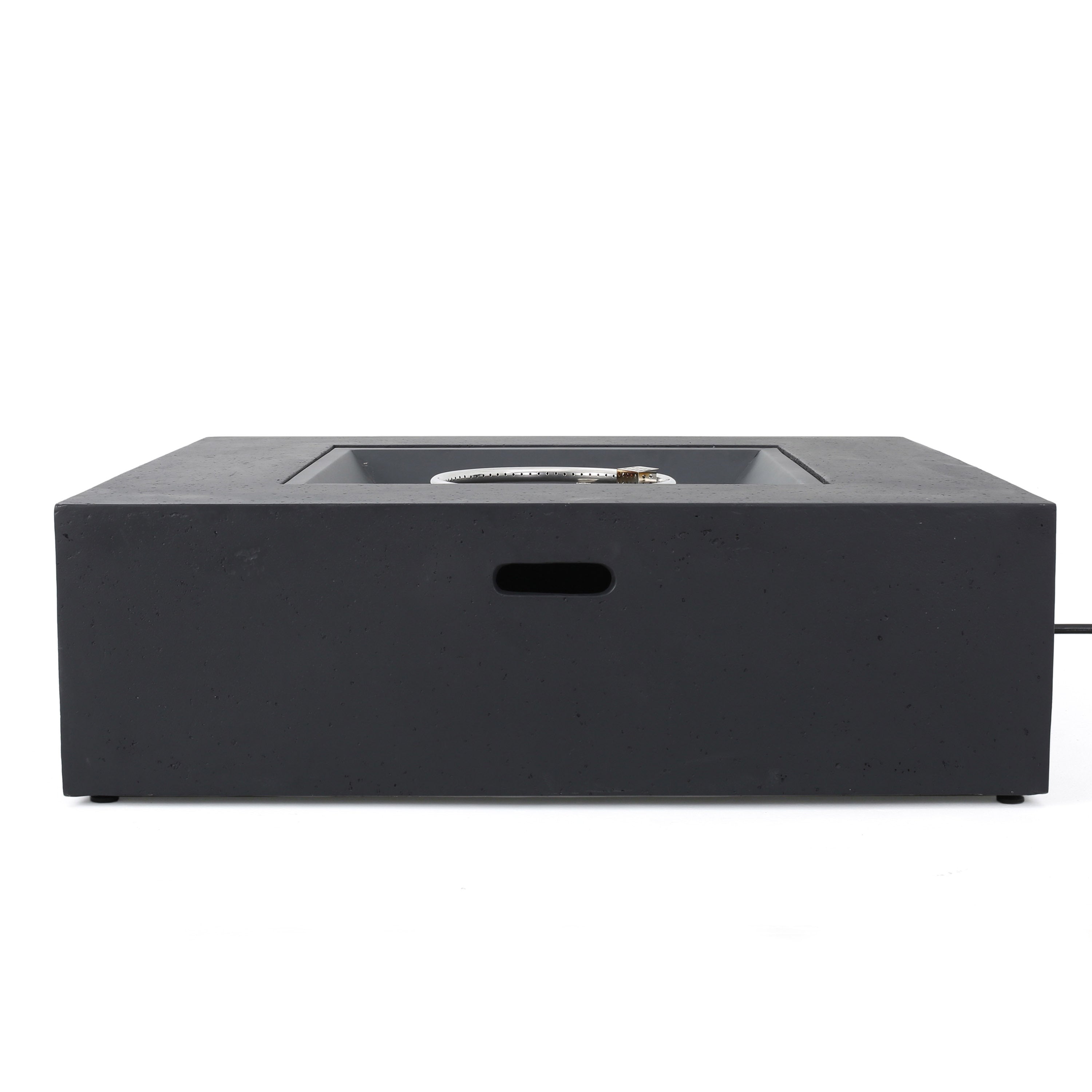 Modern 50,000 BTU Square MgO Fire Table with Propane Tank in Dark Grey