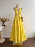 Swiss Dot Halter Neck Dress