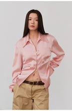 "Mercerized Spring Shadow" Acetate Shirt Women's Hollow String Pleated