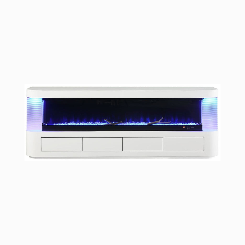 Nuvia 71-Inch Modern White Electric Fireplace TV Stand With 3-Level LED Brightness Setting [TV Stand Only] (SAK94120)