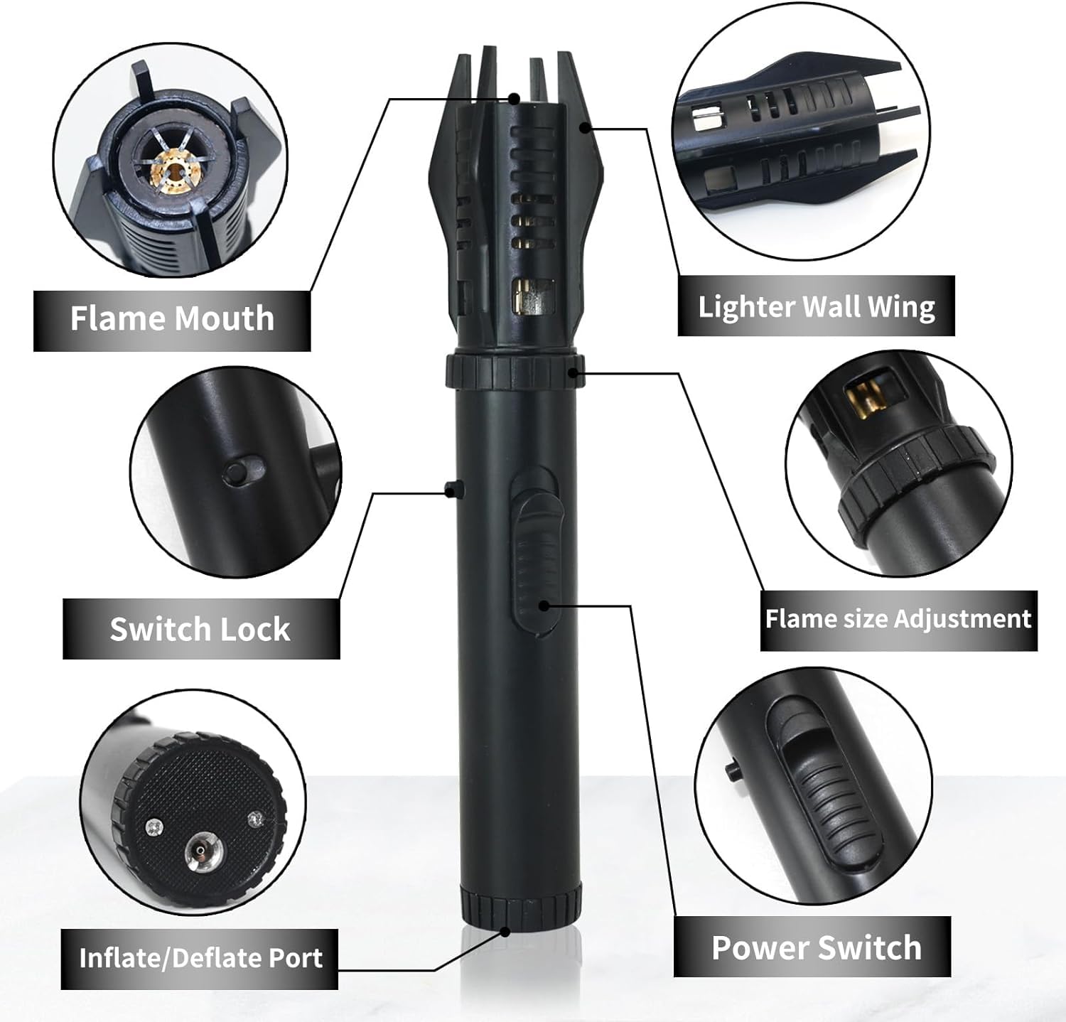 Torch Lighter, Bright Fire Lighter with Safety Lock and Adjustable