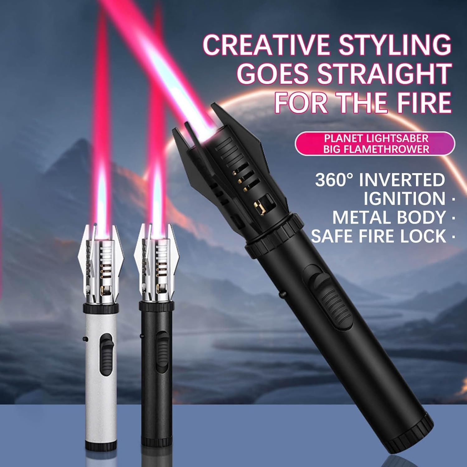 Torch Lighter, Bright Fire Lighter with Safety Lock and Adjustable