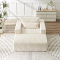 75-Inch Corduroy Sofa Lounge Chair with Removable Footrest
