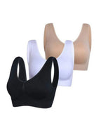 3-Pack Sports Bras For Women, Padded Strappy Racerback Push Up Open