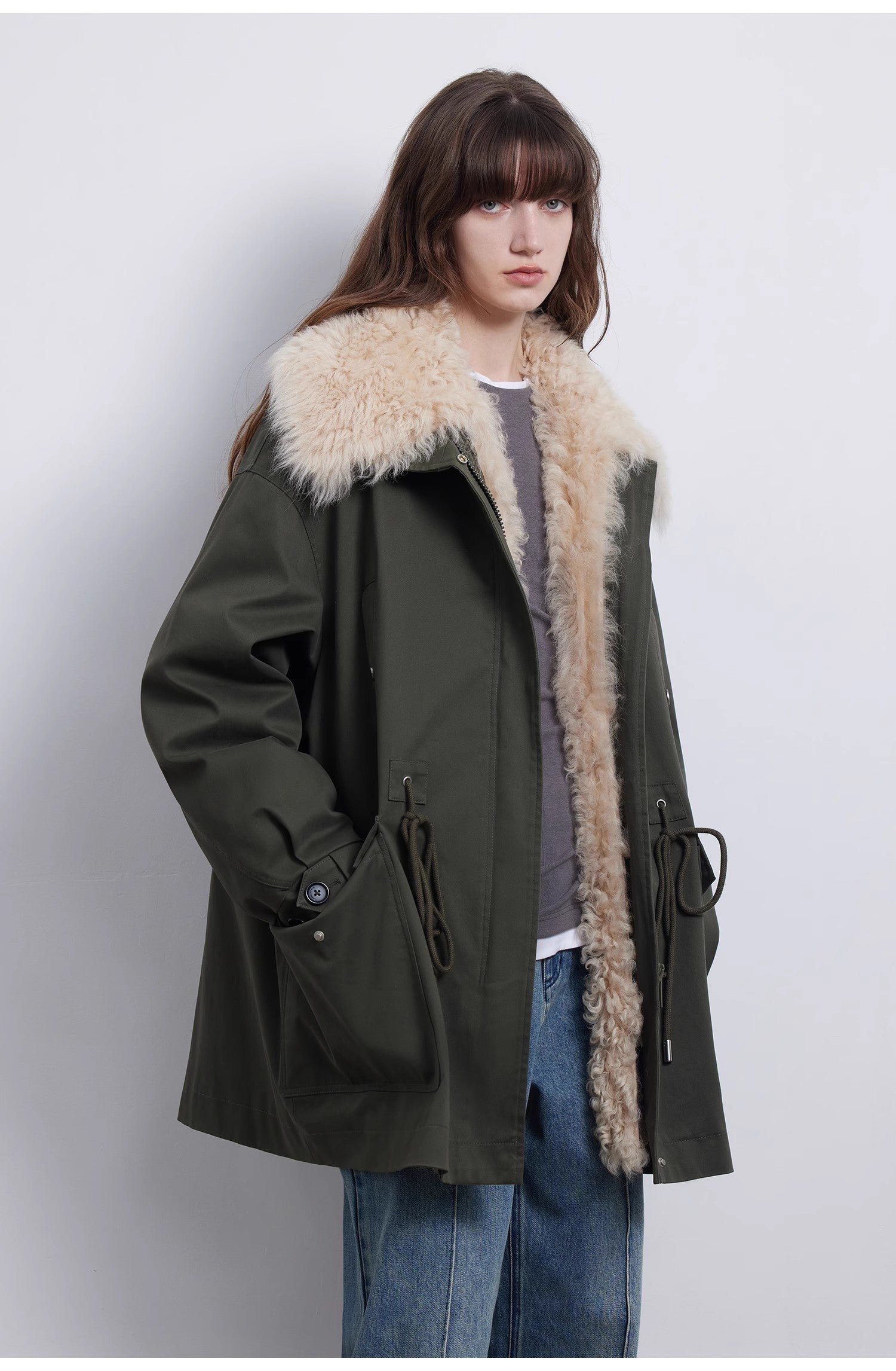 Fireladyfur Women’s Goose Down Parka coat with Toscana Shearling