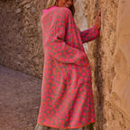 Contrast Color Leopard Print Long Knitwear Fashion Retro Pocket