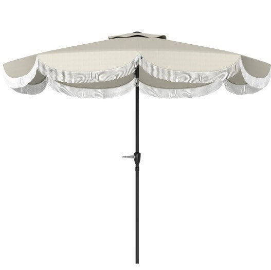 Vented Patio Table Umbrella, Outdoor Umbrella with Crank, 8 Ribs, Push Button Tilt