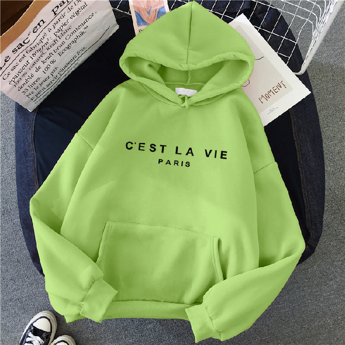 letter print new hooded sweater women's spring long-sleeved lazy style