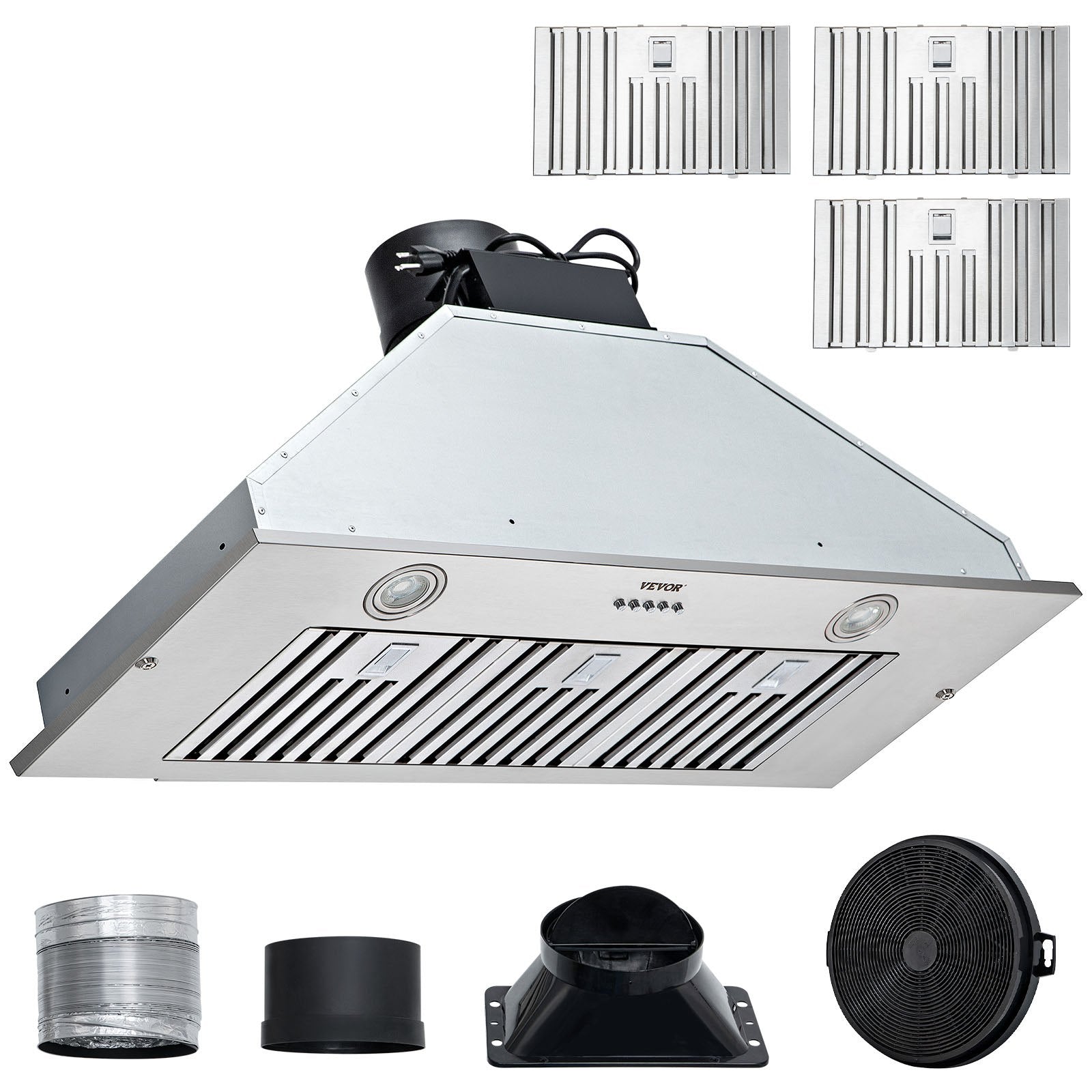 Insert Range Hood, 800CFM 3-Speed, 36 Inch Stainless Steel Built-in