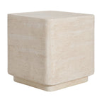 Daphne Outdoor Patio MGO Side Table Beige Travertine Finish