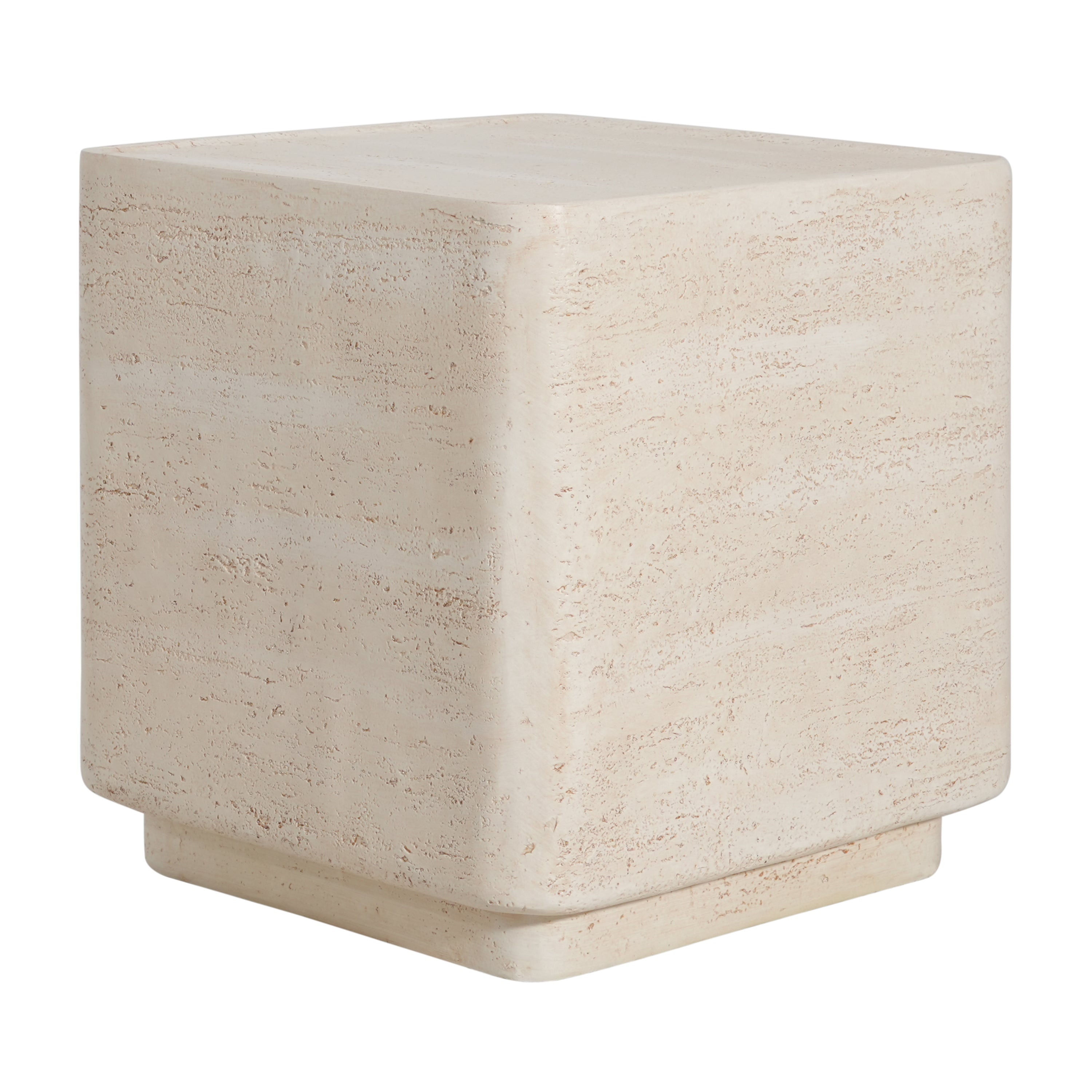 Daphne Outdoor Patio MGO Side Table Beige Travertine Finish