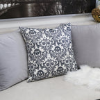 Baroque Skull Damask Accent Pillow – Black & White Day of the Dead Accent Cushion