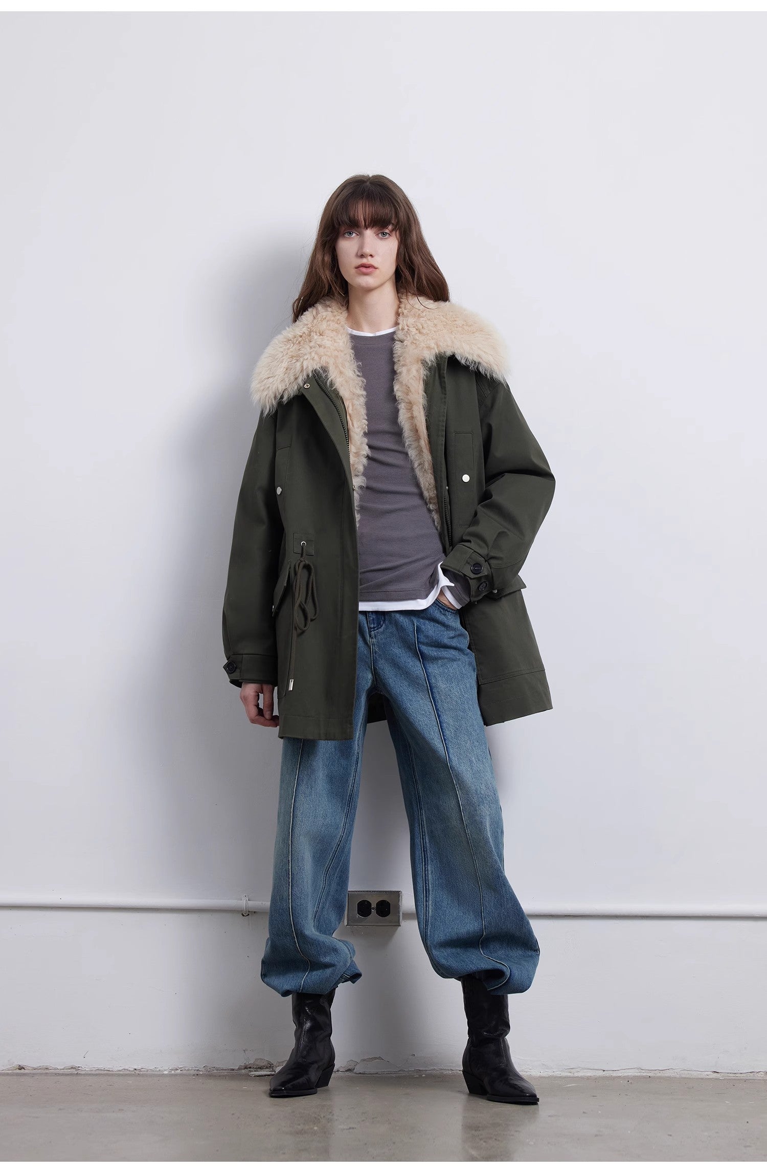 Fireladyfur Women’s Goose Down Parka coat with Toscana Shearling