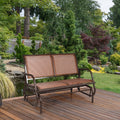 Swing Glider Chair 48 Inch Loveseat Rocker Lounge Backyard-Brown