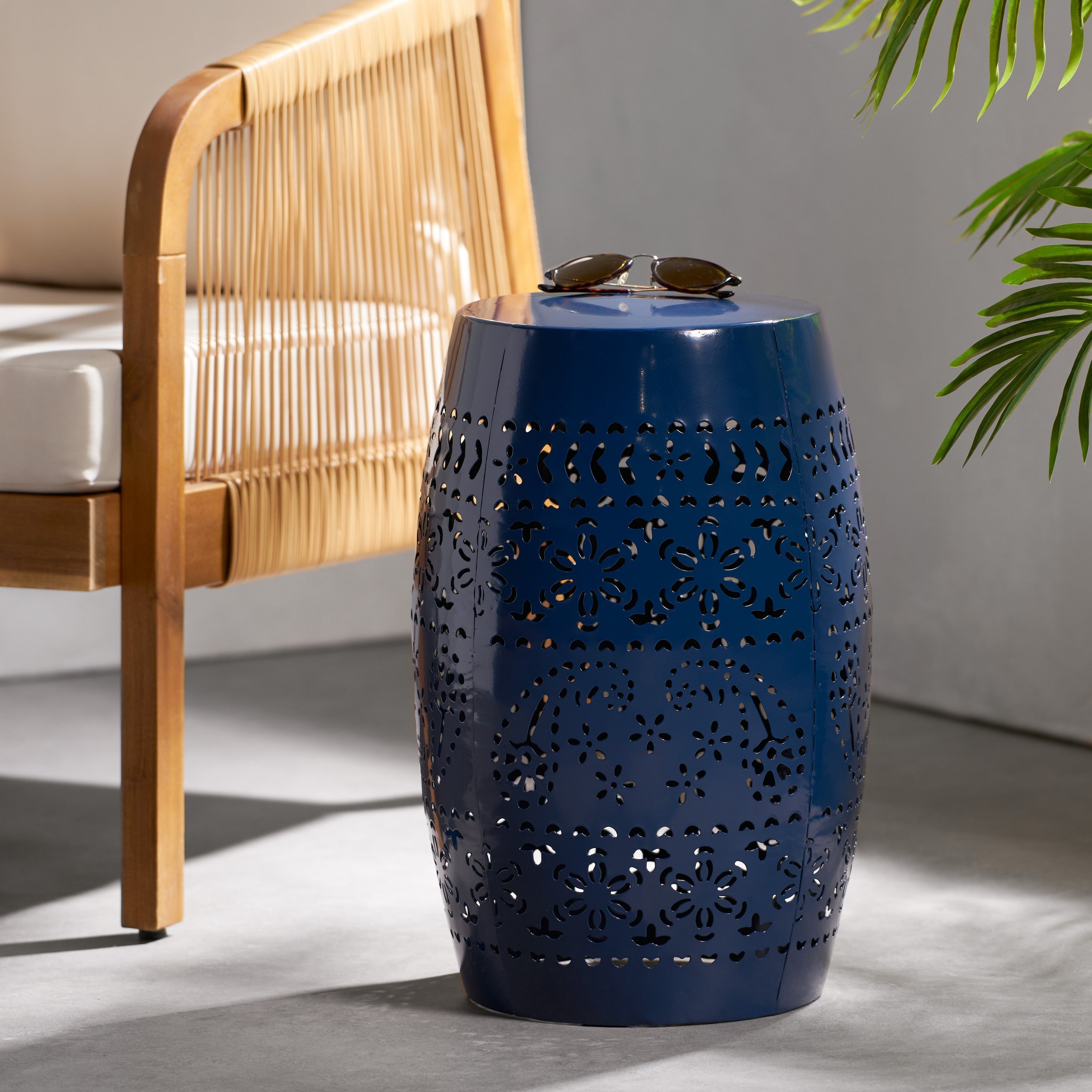 Ruby Side Table Lace Cut Metal End Table for Outdoor & Indoor Use
