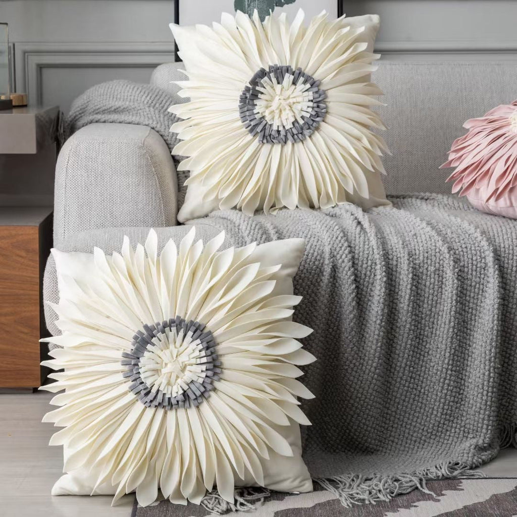 Fashion Modern Style White Throw Pillows Velvet Stitching