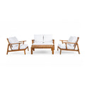 Acacia Wood Outdoor Sofa Set for 4 with Cushions and Coffee Table