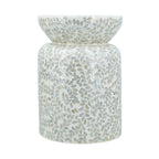 14x14x20 Round Bamboo Accent Table with White Capiz Shell Design