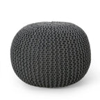 Bordeaux Knitted Cotton Round Pouf - Versatile Ottoman and Floor Cushion