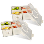2Pack Airtight Fruit Storage Containers 4 Compartment Food Storage