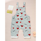 Baby Boy Girl's Casual Heart Pattern Jumpsuit, Paper Airplane Heart