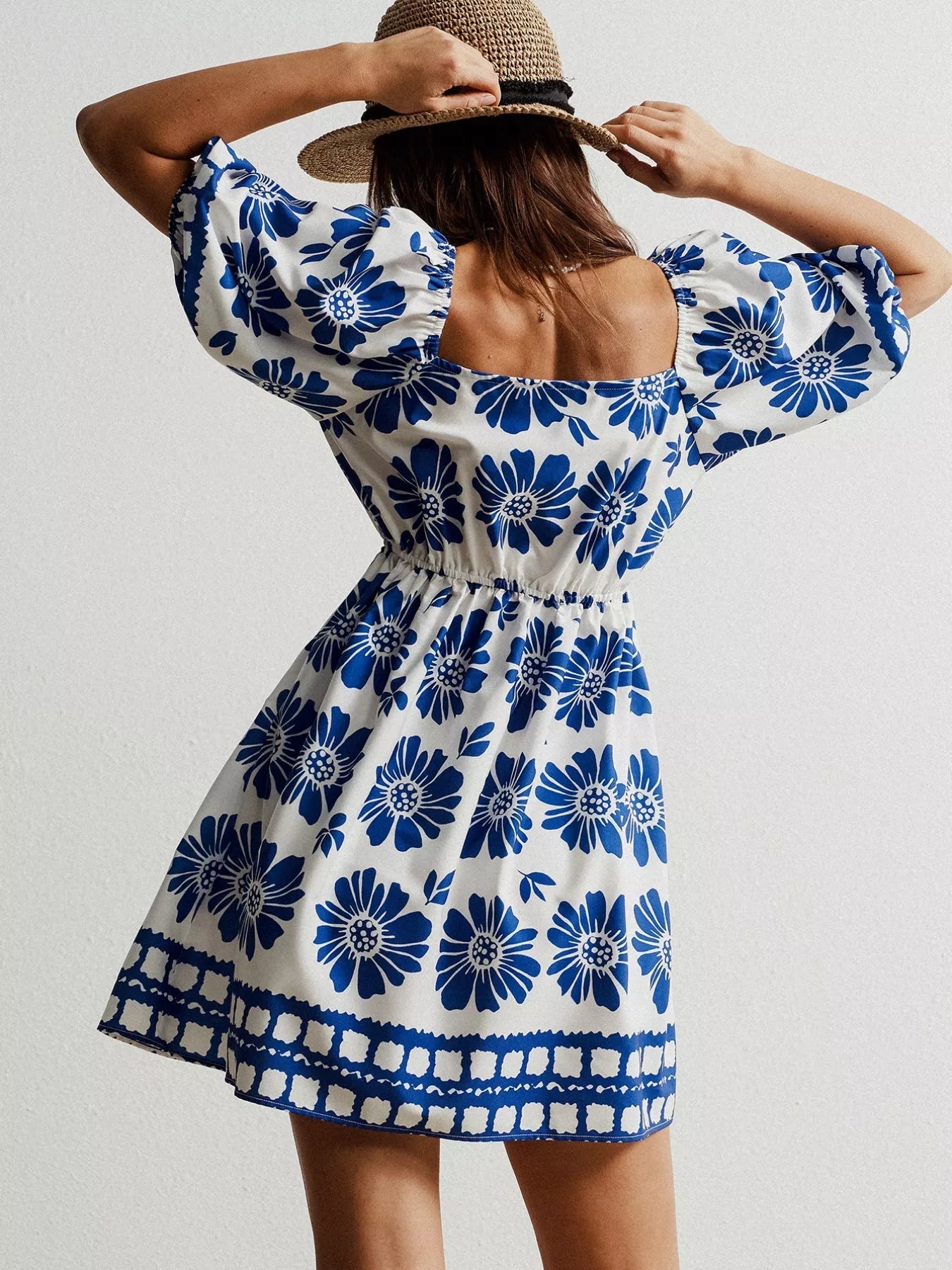 Floral Print Puff Sleeve Mini Dress