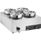 Electric Soup Warmer, Four 7.4QT Stainless Steel Round Pot 86~185°F