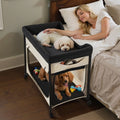 Elevated Lounge Pet Bed Foldable Bunk Dog Bed With Wheels & Side Bags