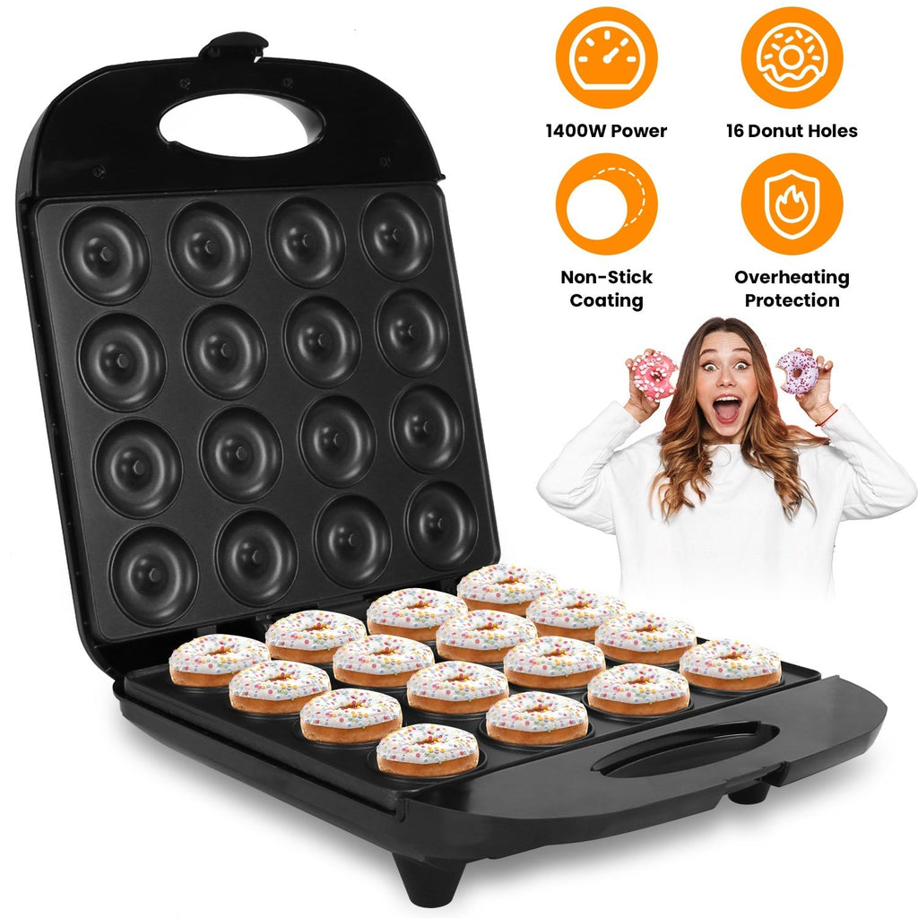 1Pc Mini Donut Maker Machine For Kids Snack Breakfast Desserts With 16