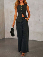 Button Decor High Rise Jeans for Women Effortless Style