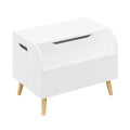 Toy Box With Front Bookshelf, Flip Top Lid, Safety Hinge For Kids Room Organization - White