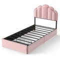 Twin Petal Platform Bed With RGB LED Lights & Storage Drawers, - Pink