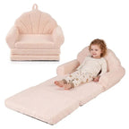 2-in-1 Flip Open Kids Sofa Lounger, Teddy Fleece Toddler Couch With
