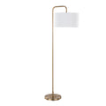 Puck 63.75' Contemporary Metal Floor Lamp in Gold with White Linen Shade