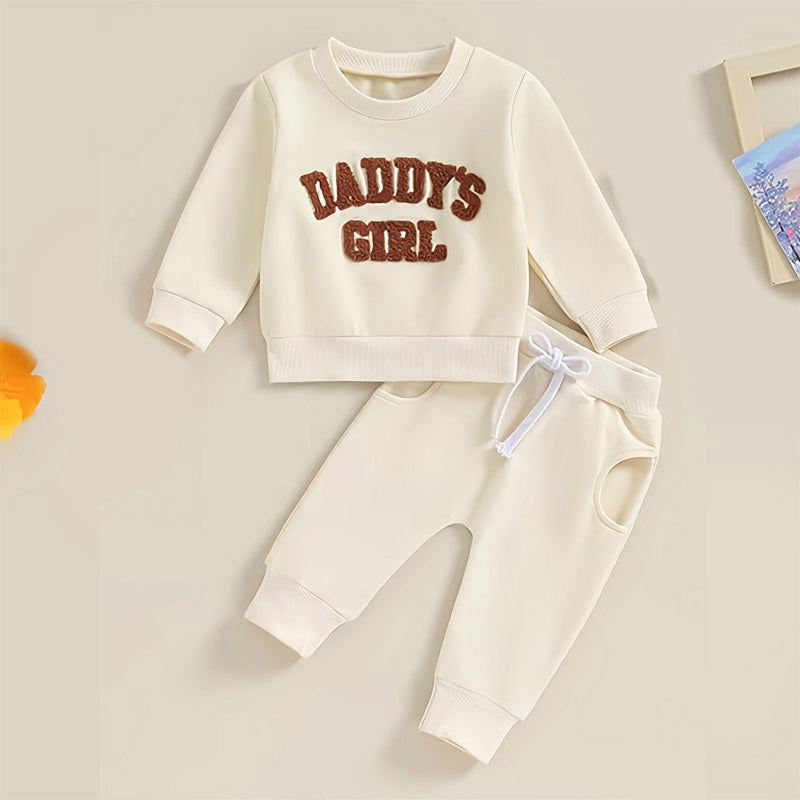 Baby Girl's 2-Piece Letter Print Sweater Set Long Sleeve Pullover And