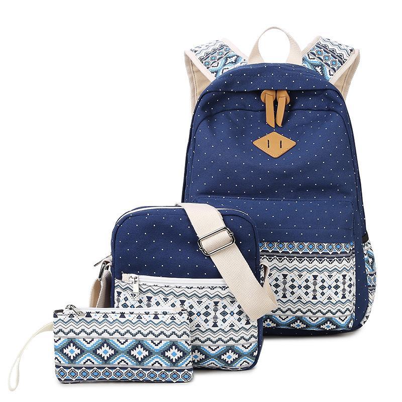 High Quality Breathable Printing Three-piece Wave Backpack