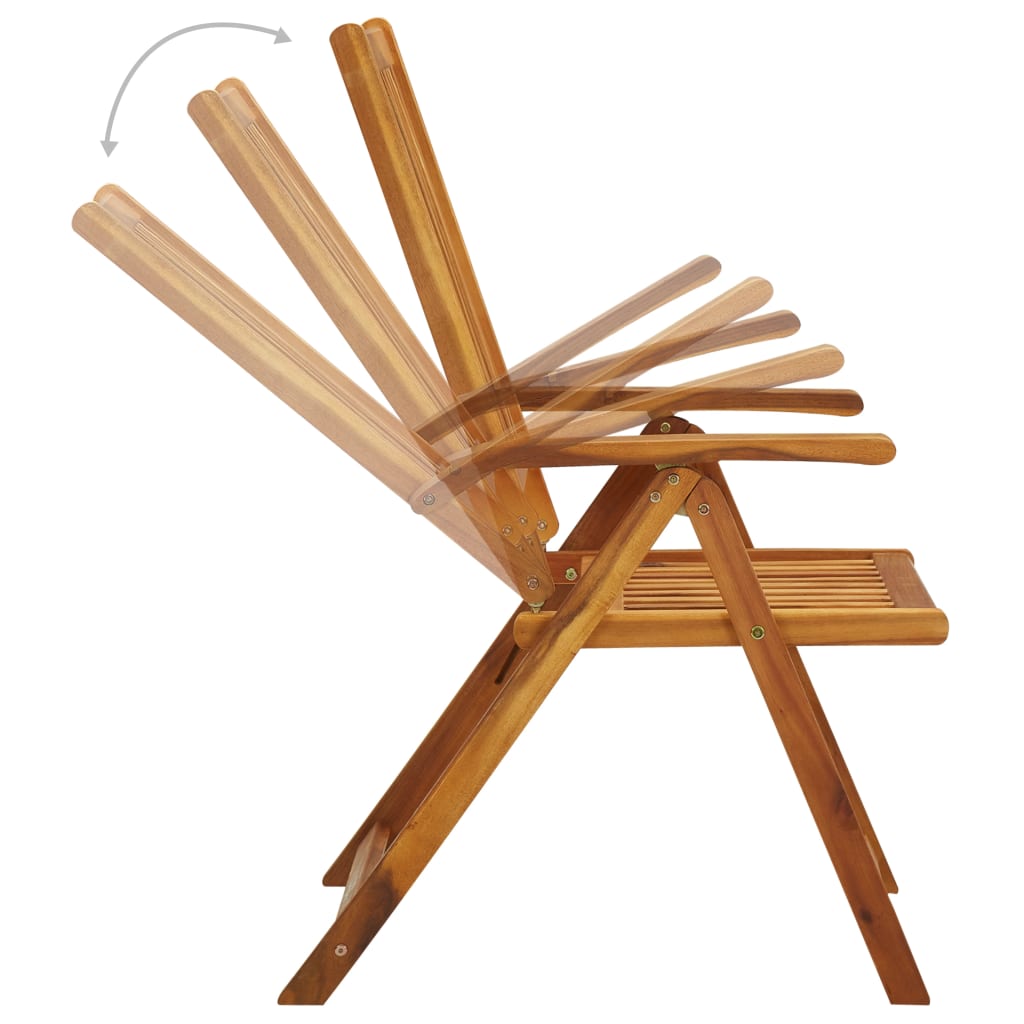 vidaXL Outdoor Recliner Chairs Patio Chair with Cushions Solid Wood Acacia